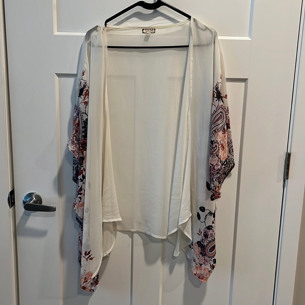 Sheer multicolor kimono